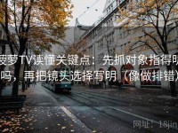 菠萝TV读懂关键点：先抓对象指得明吗，再把镜头选择写明（像做排错）