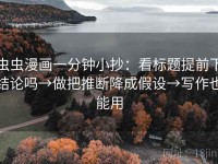 虫虫漫画一分钟小抄：看标题提前下结论吗→做把推断降成假设→写作也能用