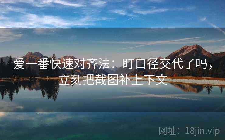 爱一番快速对齐法：盯口径交代了吗，立刻把截图补上下文