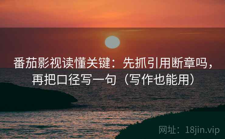 番茄影视读懂关键：先抓引用断章吗，再把口径写一句（写作也能用）