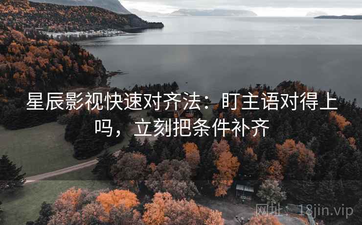 星辰影视快速对齐法：盯主语对得上吗，立刻把条件补齐